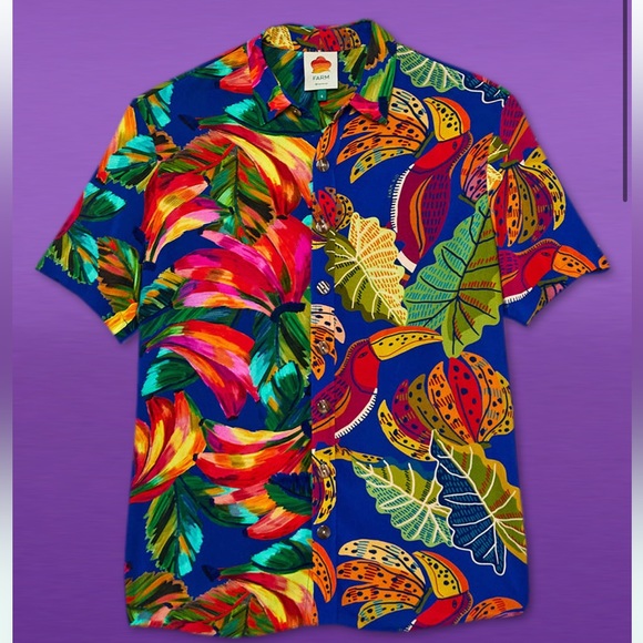 FARM Rio Tops - Farm Rio unisex banana parrot Manuelly Mixed Print Shirt button down sz large L